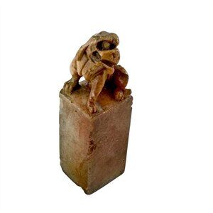 Hand Carved Shoushan Foo Dog Stone Seal Stamp Soapstone Asian Chinese Vintage